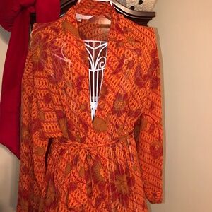 Just in Victoria Secret Persimmon Floral Detail  Robe